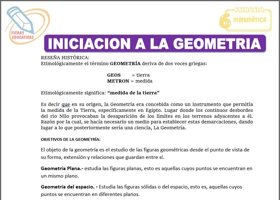 Iniciación a la geometría para sexto de primaria