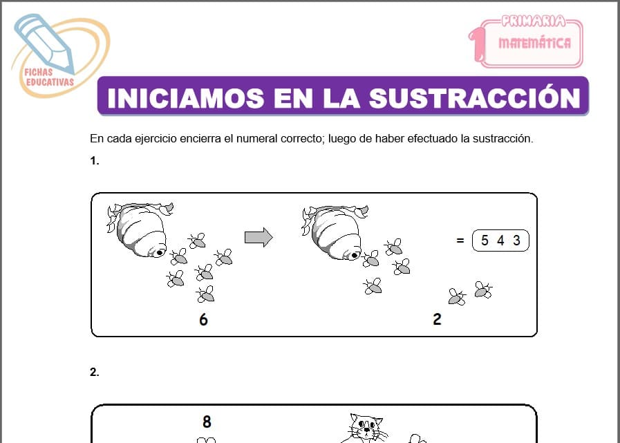 Iniciamos en la sustracción para primero de primaria