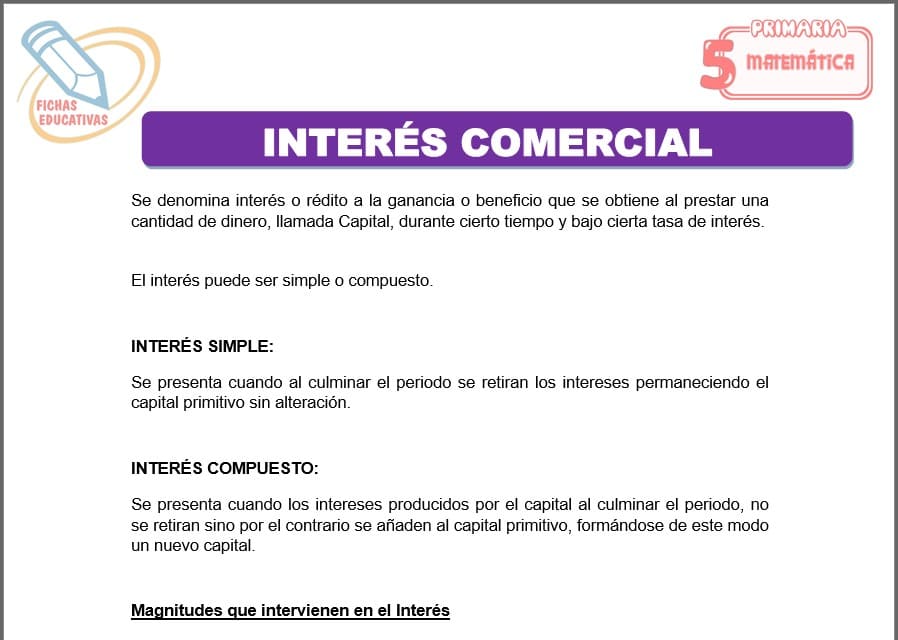 Interés comercial para Quinto de Primaria Interés comercial para quinto de primaria