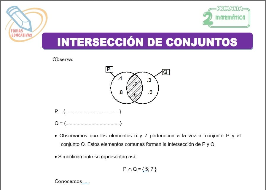 Intersección de conjuntos para segundo de primaria