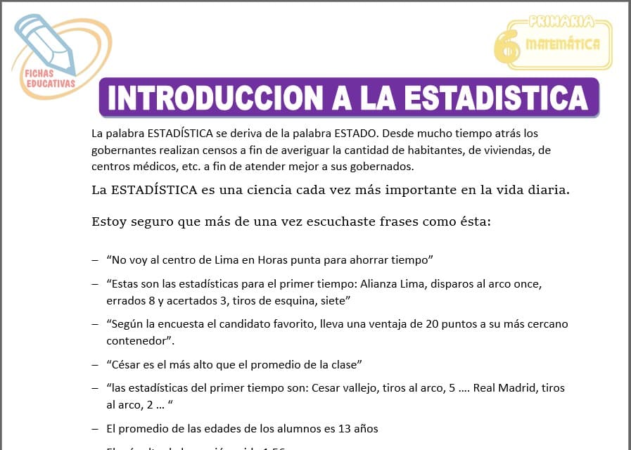 Introducción a la estadística para sexto de primaria