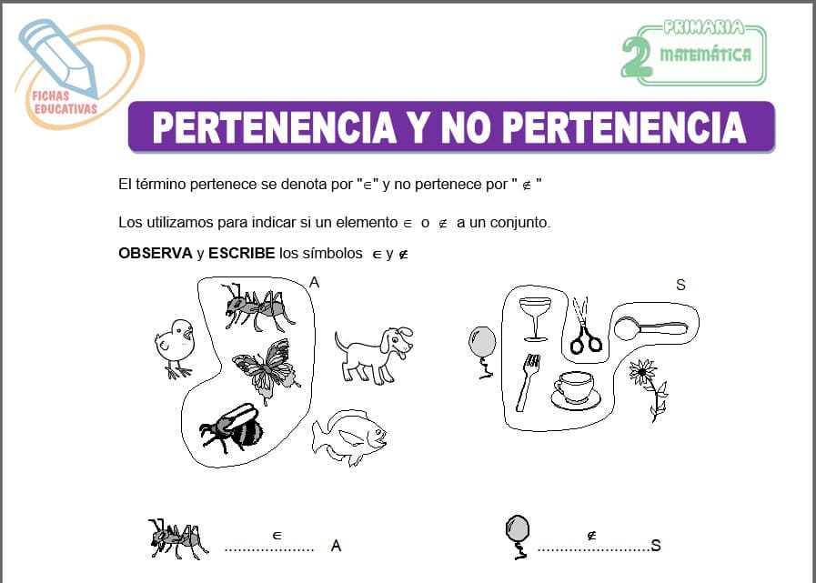 La Pertenencia y no pertenencia para segundo de primaria