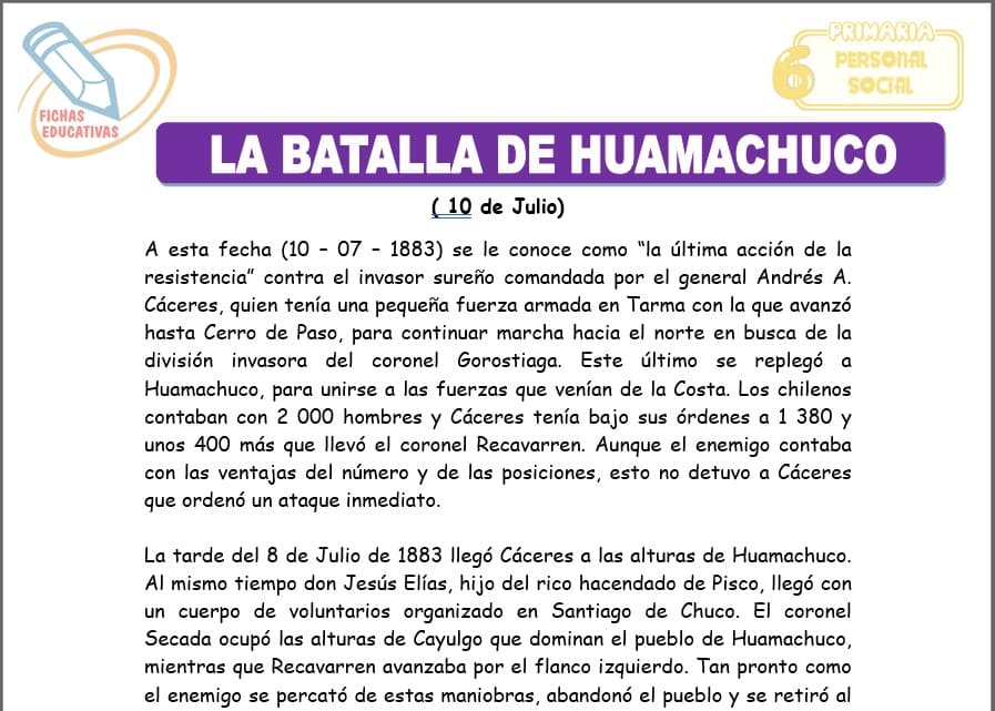 La batalla de Huamachuco para sexto de primaria