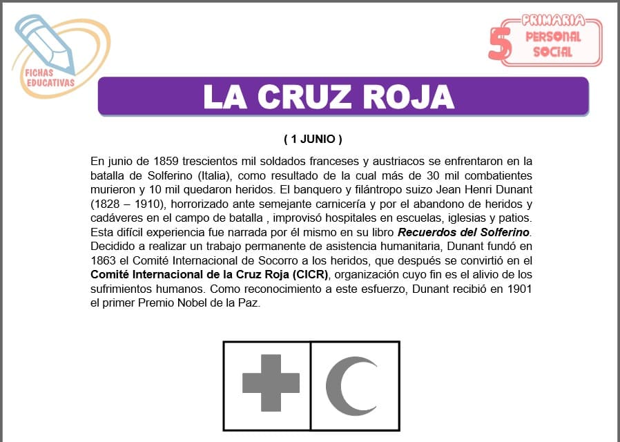 La cruz roja para quinto de primaria