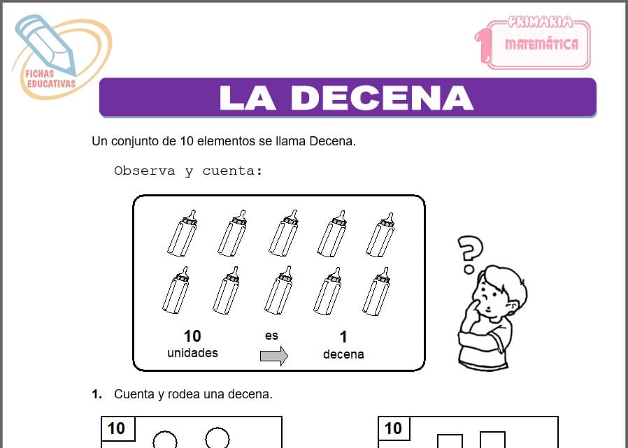 La decena para primero de primaria