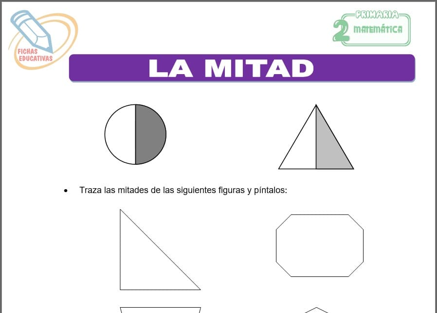 La mitad para segundo de primaria
