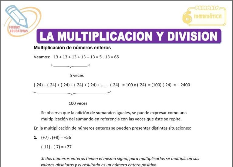 La multiplicación y división para Sexto de Primaria