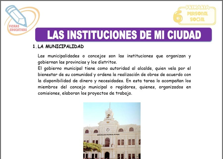 Las instituciones de mi ciudad para sexto de primaria