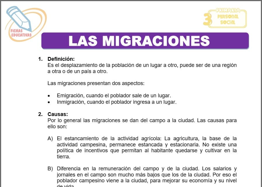Las migraciones para tercero de primaria