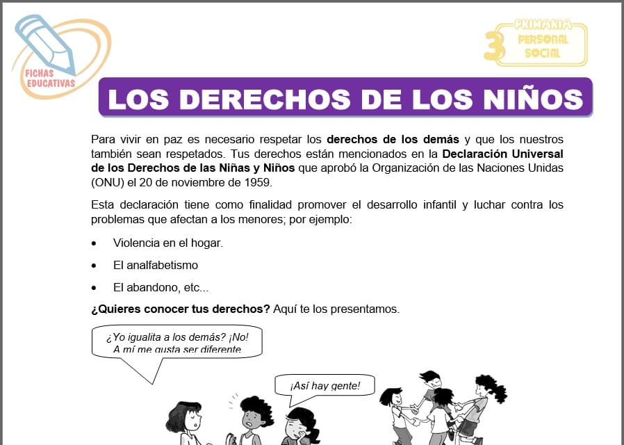 Los derechos de los niños para tercero de primaria