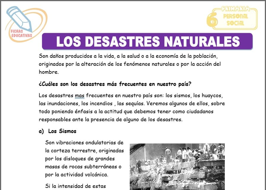 Los desastres naturales para sexto de primaria