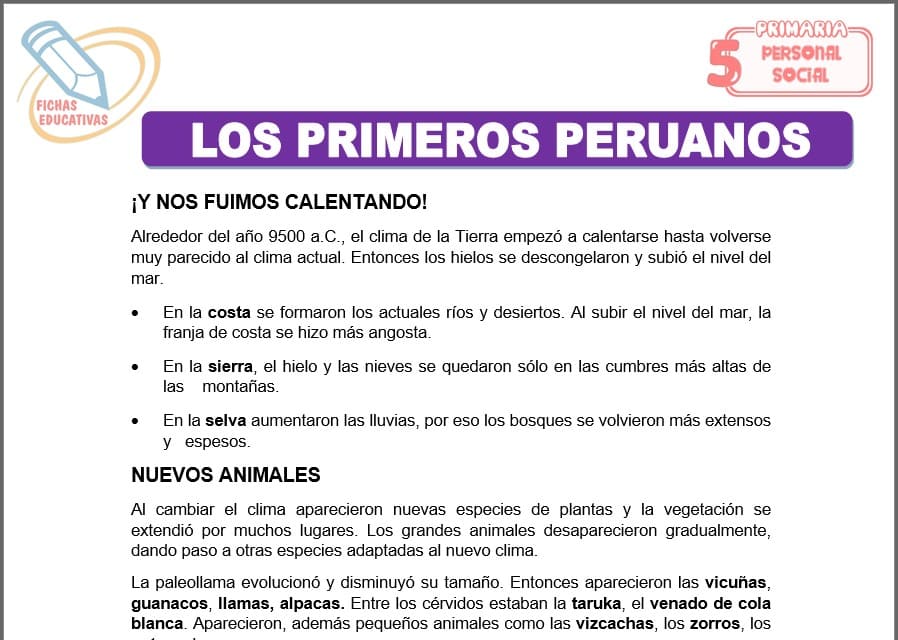 Los primeros peruanos para quinto de primaria
