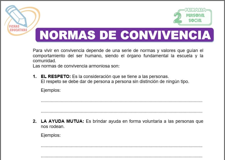 Normas de convivencia para segundo de primaria