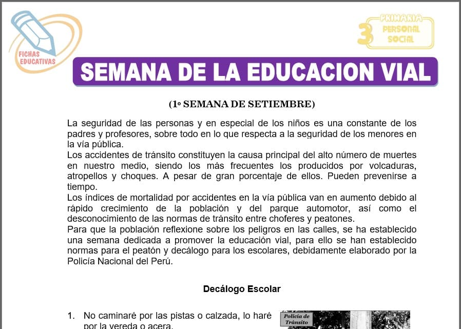 Semana de la educación vial para tercero de primaria