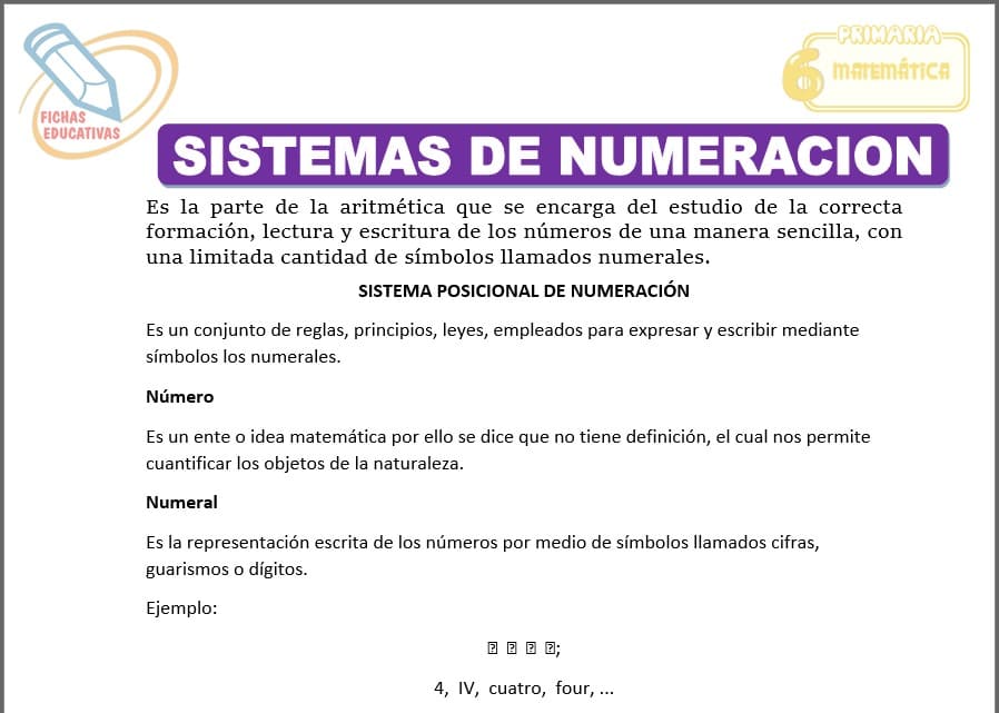 Sistemas de numeración para sexto de primaria