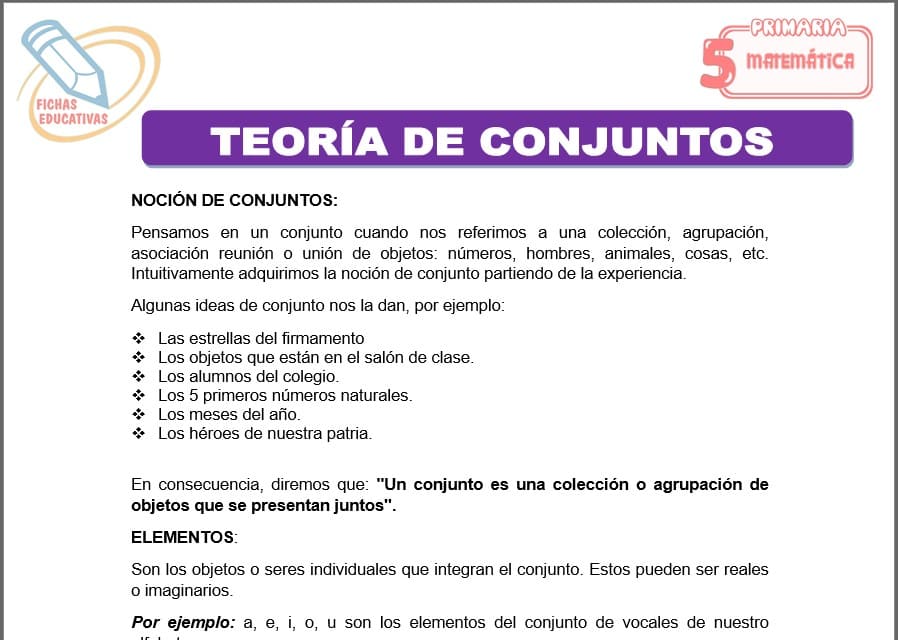 Teoría de conjuntos para quinto de primaria