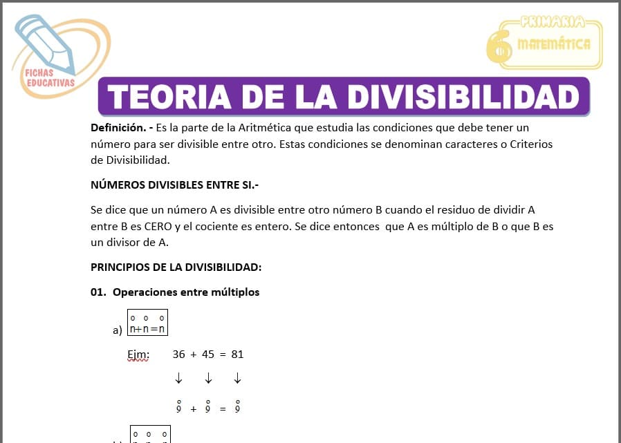 Teoría de la divisibilidad para sexto de primaria