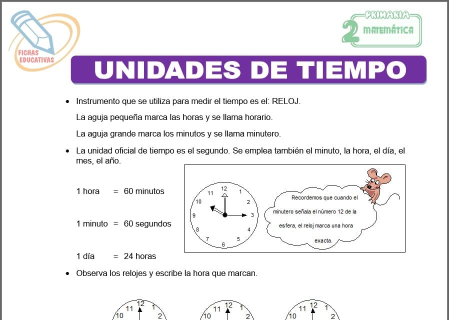 Unidades de tiempo para segundo de primaria